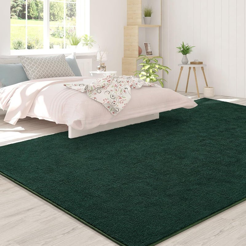 FlyDOIT Area Rugs for Bedroom Living Room, 7x10 Dark Green Super Soft Comfy Thickened Memory-Foam Indoor Carpets, Modern Aesthetic Minimalist Carpet for Boys Girls Adults Apartment Nursery Home Décor - Image 4